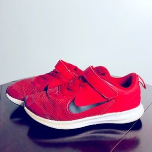 Nike running shoes, red, Velcro size 13 boys
